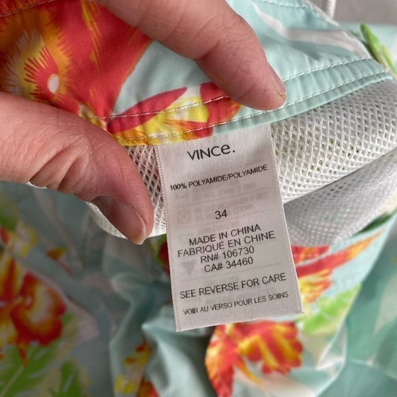Men’s Vince. Blue w/ Sunburst Tropical Floral Print Swim Trunks-34 - Picture 5 of 6